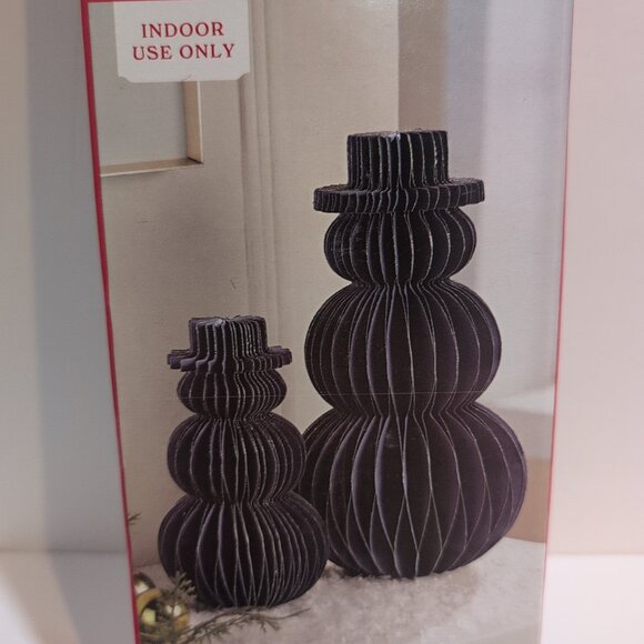 New Set Of 2 Honeycomb Snowmen Christmas Winter Decor - Picture 2 of 3